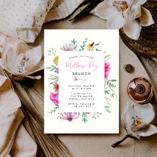 Invitation Déjeuner élégant floral rose Fête des Mères