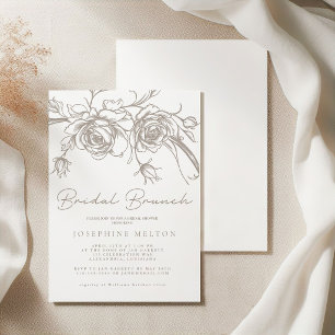 Invitation Déjeuner élégant vintage sépia pour la douche de l