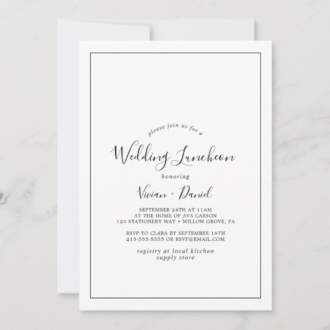 Invitation Déjeuner Mariage minimaliste (Devant)