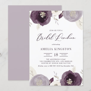 Invitation Déjeuner nuptial à l'huile d'argent et aux fleurs 