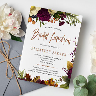 Invitation Déjeuner nuptial automne floral cuivre nuptiale do