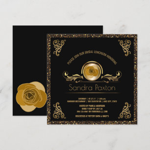 Invitation Déjeuner nuptial Black Gold  Fête de l'mariée Mari
