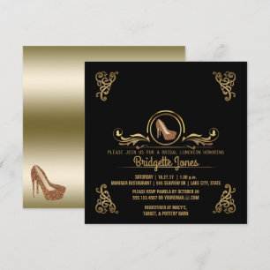 Invitation Déjeuner nuptial Black Gold  Fête de l'mariée Mari