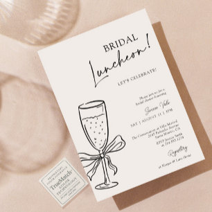 Invitation Déjeuner nuptial Champagne Black Bow Fête des mari