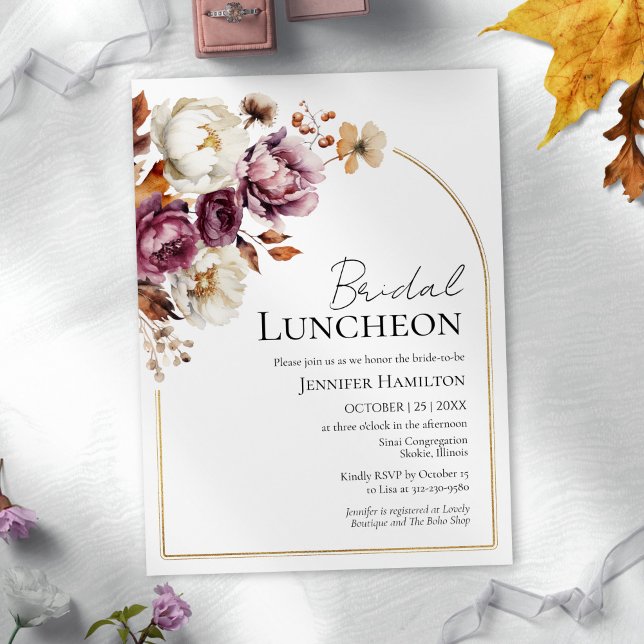 Invitation Déjeuner nuptial d'automne de l'Arc d'or floral de (Créateur téléchargé)