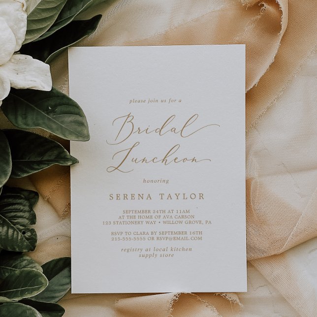 Invitation Déjeuner nuptial de calligraphie dorée (Créateur téléchargé)