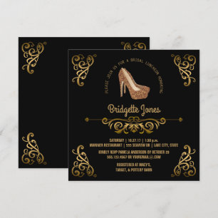 Invitation Déjeuner nuptial d'or élégant Wedding shower