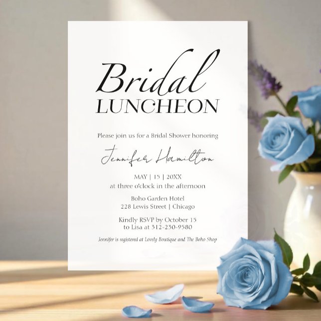 Invitation Déjeuner nuptial | Fête des mariées noire et blanc (Créateur téléchargé)