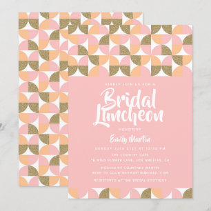 Invitation Déjeuner nuptial Fête des mariées or rose moderne