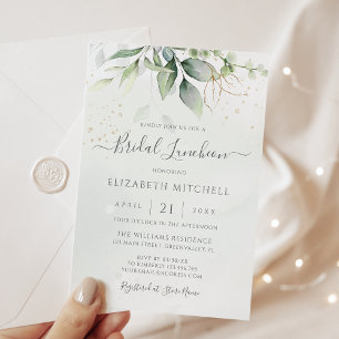 Invitation Déjeuner nuptial Feuille Eucalyptus Green