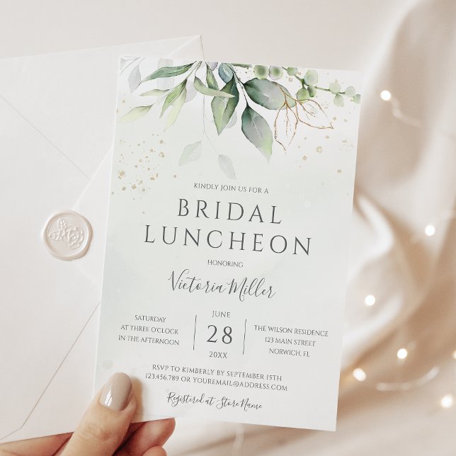 Invitation Déjeuner nuptial Feuille Eucalyptus Green (Créateur téléchargé)
