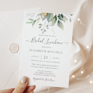 Invitation Déjeuner nuptial Feuille Eucalyptus Green