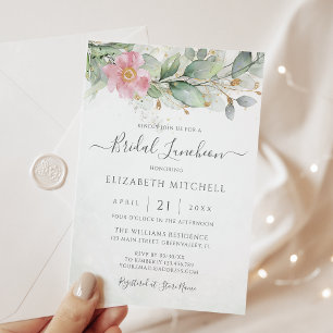 Invitation Déjeuner nuptial Feuille Eucalyptus Green