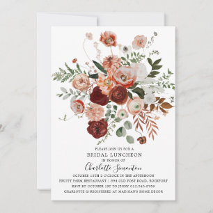Invitation Déjeuner nuptial floral Marsala Pink Terracotta