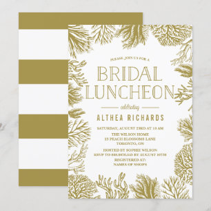 Invitation Déjeuner nuptial Gold Corals Frame Beach