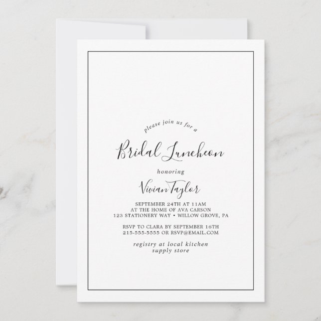 Invitation Déjeuner nuptial minimaliste (Devant)