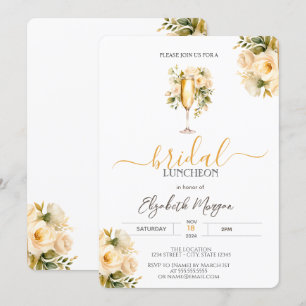 Invitation Déjeuner nuptial Rose chic en verre de Champagne