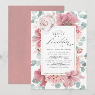 Invitation Déjeuner nuptial Rose et verdoyant