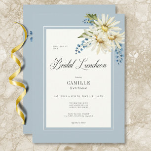 Invitation Déjeuner nuptial rustique bleu et blanc