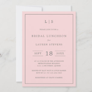 Invitation Déjeuner nuptial simple rose et gris