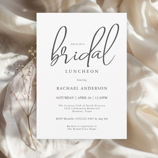 Invitation Déjeuner nuptial Simple Script moderne (Available in both printed and instant download digital formats.)