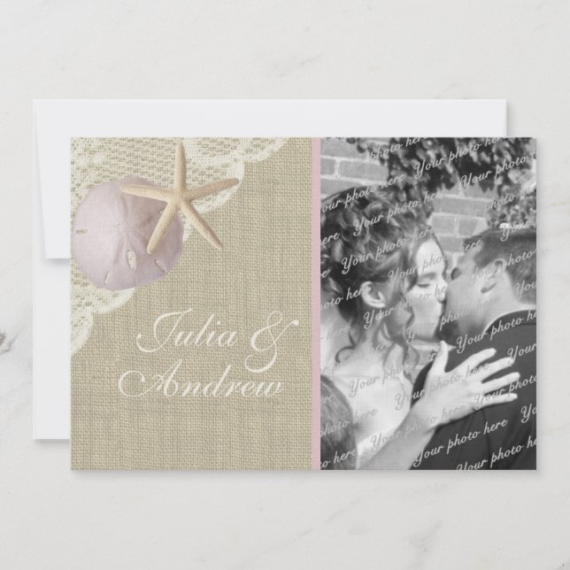 Invitation Déjeuner nuptial vintage Beach (Devant)