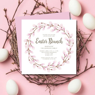 Invitation Déjeuner printanier de Pâques botanique rose migno