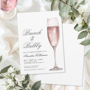 Invitation Déjeuner Rose Et Champagne Pour Une Fête De Fiança