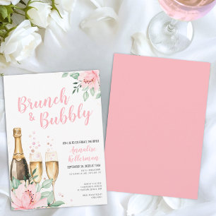 Invitation Déjeuner Rose Et Champagne Pour Une Fête De Fiança