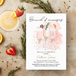 Invitation Déjeuner Rose & Mimosas Cocktail Enterrement de Vi