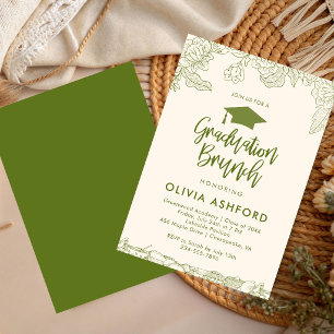 Invitation Déjeuner tendance floral vert de remise de diplôme