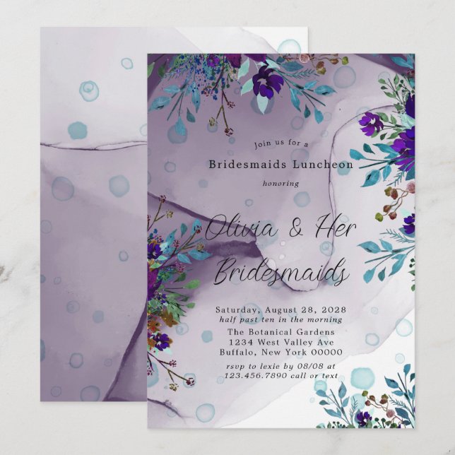 Invitation Déjeuner Turquoise d'Epouses Florales (Devant / Derrière)