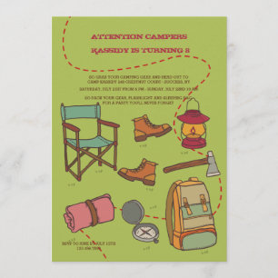 Invitation d'éléments de camping