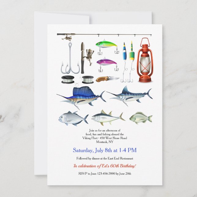 Invitation d'éléments de pêche (Devant)