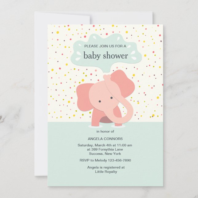 Invitation d'éléphant mignon (Devant)