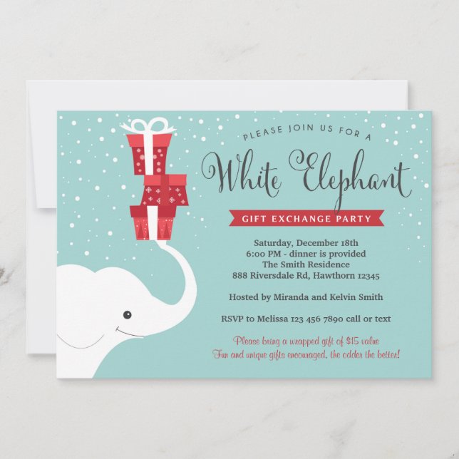Invitation d'éléphants blancs, Invitation de Noël (Devant)