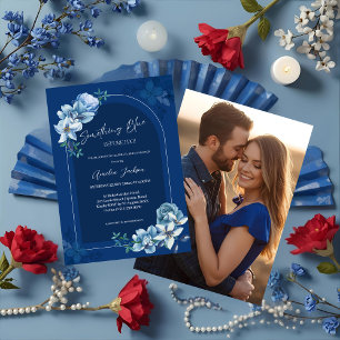 Invitation Delft Bleu Blanc Chinoiserie Floral Fête de Mariag