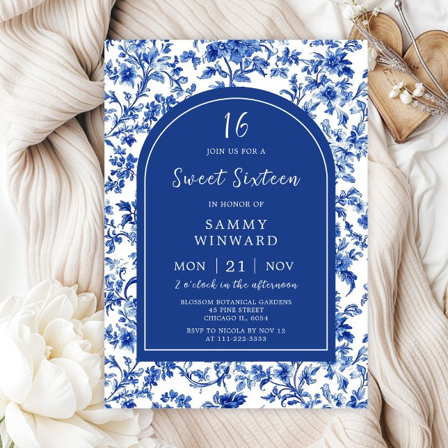 Invitation Delft Blue Antique Chinoiserie Sweet sixteen (Créateur téléchargé)