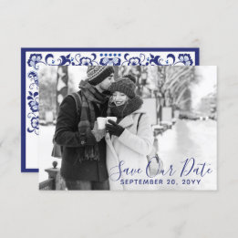 Invitation Delfts Blauw | Photo de sauvegarde de date Delft B