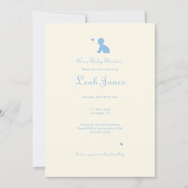 Invitation Délicat Baby shower de garçon bleu (Devant)