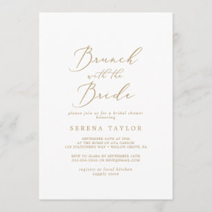 Invitation Délicat brunch Gold avec la Fête des mariées Bride