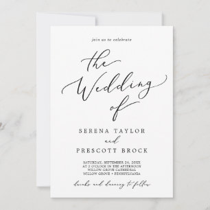 Invitation Délicat Calligraphie Tout en un Boissons Mariage