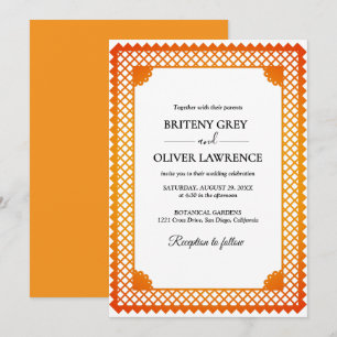 Invitation Délicat désherbage de Papel Picado doré