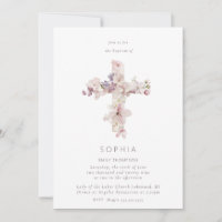 Délicat Fleur Croix Baptême Christening