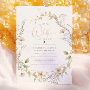 Invitation Délicat Fleur sauvage & Boho Bee Baby Girl Douche