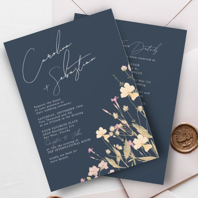Invitation Délicat Fleur sauvage RSVP QR Code Mariage (Créateur téléchargé)