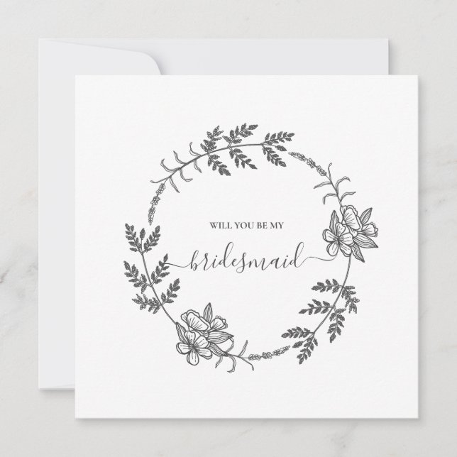 Invitation Délicat Floral moderne Mariage de femme de chambre (Devant)
