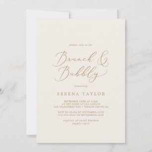 Invitation Délicat Gold et crème Brunch et Bubbly