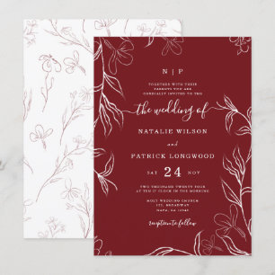 Invitation Délicat Mariage floral Bourgogne