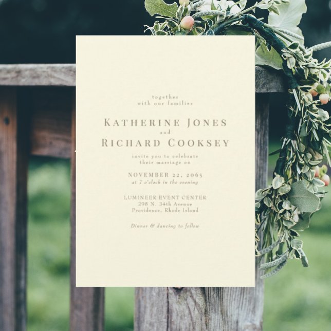 Invitation Délicat Pale Jaune Moderne Pas de Parents Mariage (Créateur téléchargé)